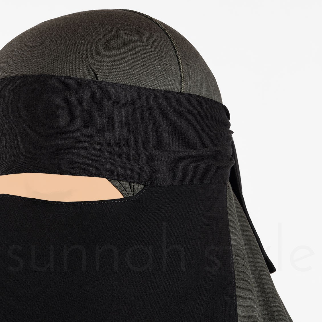 Sunnah Style Narrow No-Pinch One Layer Soft Fit Niqab Black